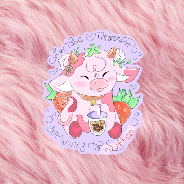 Lactose Intolerant Cow Vinyl Sticker- Waterproof & UV Protected