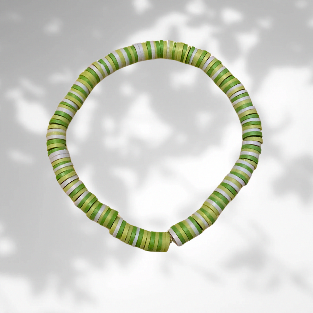 Dill Green Clay Beaded Bracelet