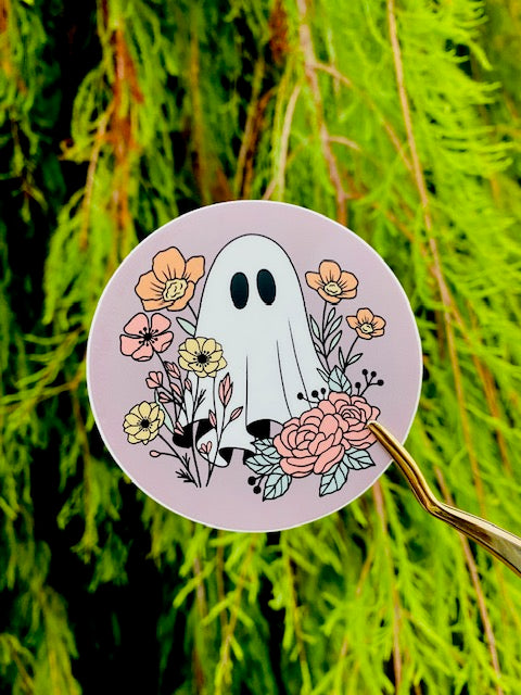 Ghost Floral Circle Vinyl sticker- Waterproof & UV Protected