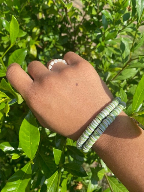 Dill Green Clay Beaded Bracelet