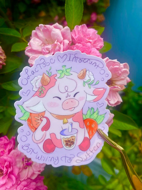 Lactose Intolerant Cow Vinyl Sticker- Waterproof & UV Protected