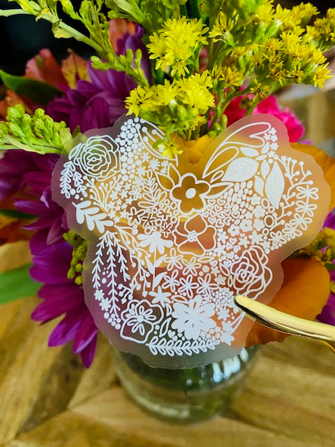 White Floral Minnie Silhouette Head Vinyl Sticker- Waterproof & UV Protected