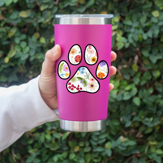 Floral Paw Clear vinyl sticker- Waterproof & UV Protected