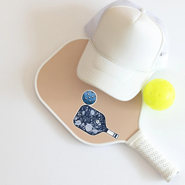 Porcelain blue pickle ball vinyl sticker, waterproof, UV Protected