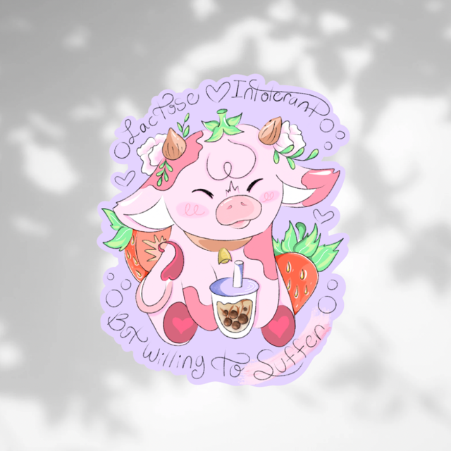 Lactose Intolerant Cow Vinyl Sticker- Waterproof & UV Protected