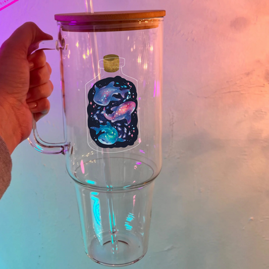 Galaxy Whale Sharks Clear Vinyl Sticker- Waterproof & UV Protected