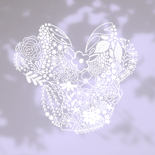 White Floral Minnie Silhouette Head Vinyl Sticker- Waterproof & UV Protected