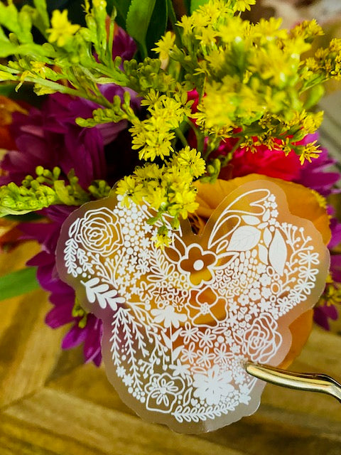 White Floral Minnie Silhouette Head Vinyl Sticker- Waterproof & UV Protected