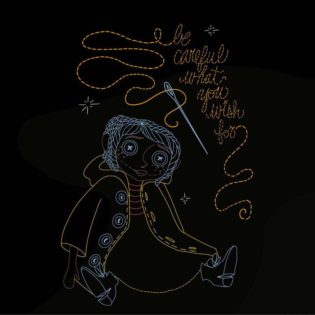 Coraline Doll-Clear Vynl Waterproof, UV Resistant sticker