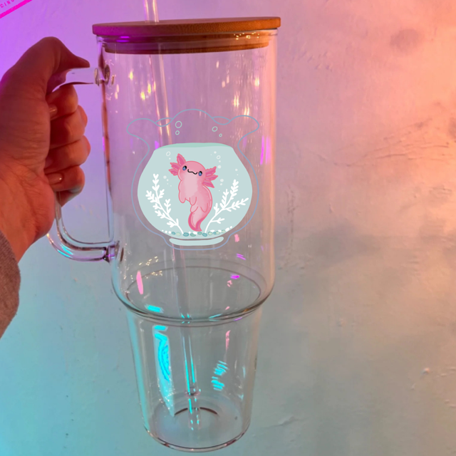 Axolotl in Vase Clear Vynl Sticker- Waterproof & UV Protected
