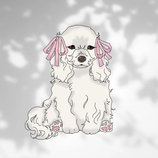 White Dog with Coquette Bows Vinyl Clear Edge Sticker-Waterproof & UV Protected